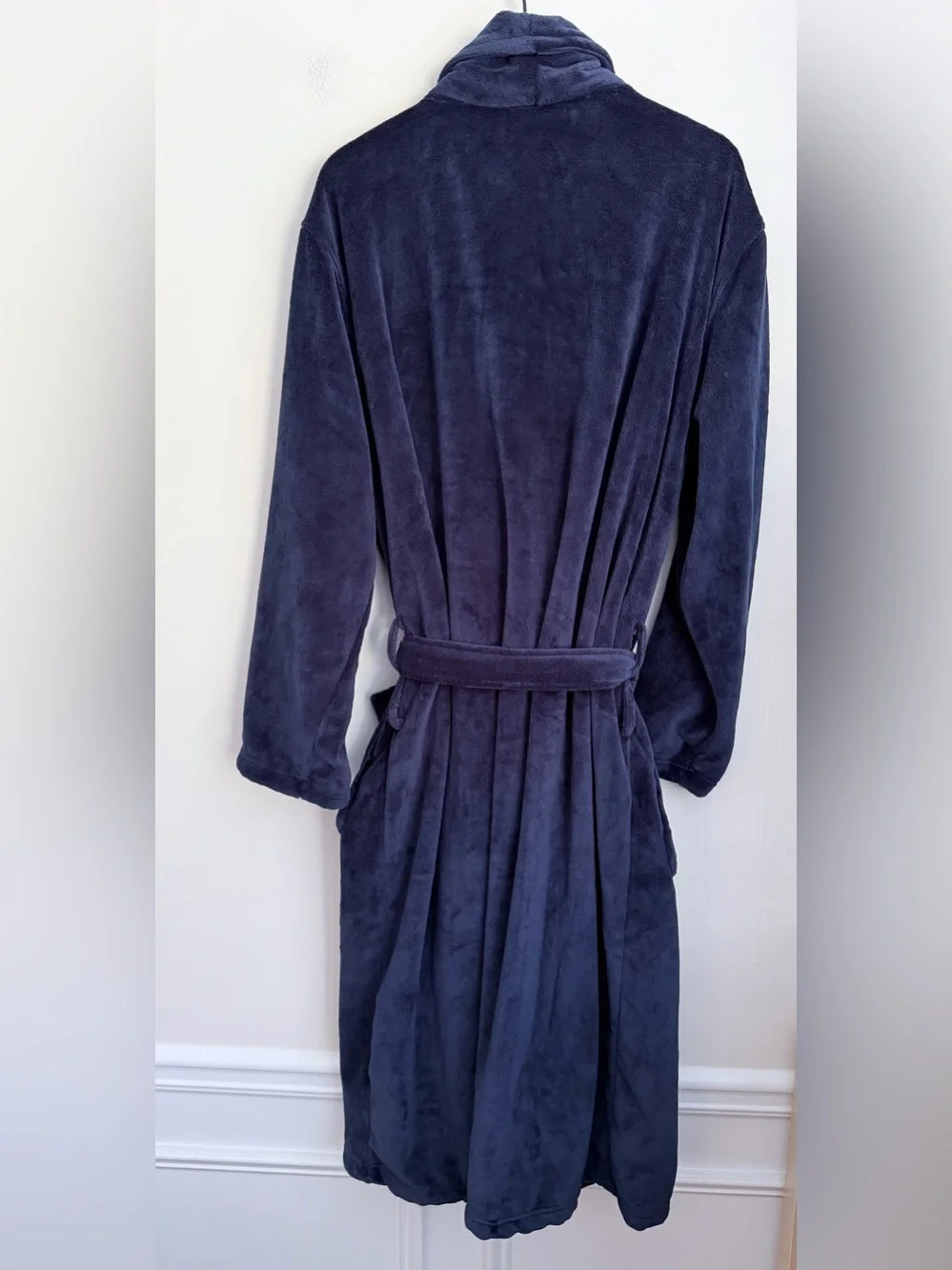 Polo Ralph Lauren Men's Microfiber Plush Navy Blue Shawl Collar Robe big pony